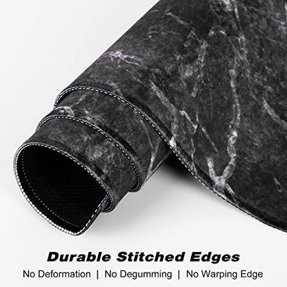 Extended Gaming Mouse Pad, XXL Large Mouse Mat 30 x 14 Inch, Big Computer Keyboard Mousepad, Waterproof Desk Pad with Stitched Edges and Non-Slip Base for Office Gaming, Black Cracked Marble - color: Black Cracked Marble