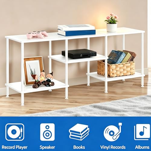 50 Inch TV Stand for Living Room White Entertainment Center with Open Storage Shelves Small TV Console Table Bedroom TV Media Cabinet for 50 43 40 32 Inches TV - color: White
