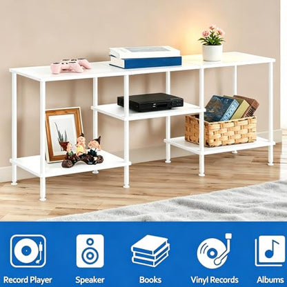 50 Inch TV Stand for Living Room White Entertainment Center with Open Storage Shelves Small TV Console Table Bedroom TV Media Cabinet for 50 43 40 32 Inches TV - color: White