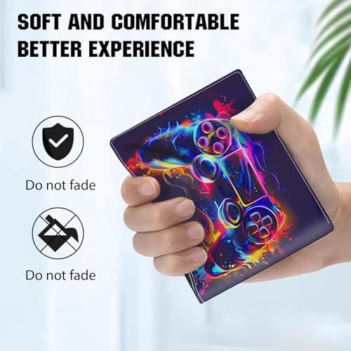 EXXBYELI Boys Wallet for Kids, Cool Kids Gamer Wallet for Boys Ages 8-10 9-12 11-15 with Credit Id Card Cash Holder Black Rfid Blocking Zipper For Teen Youth Guys Teenager Birthday Gifts - color: game-Red blue gamepad