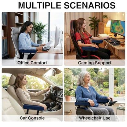 Smiry Ergonomic Office Chair Armrest Pads, Memory Foam Arm Rest Covers, Non-Slip Armrest Cushion with Adjustable Buckles and Straps, Elbow Relief for Desk, Gaming & Wheelchair (Navy, Set of 2) - color: Navy