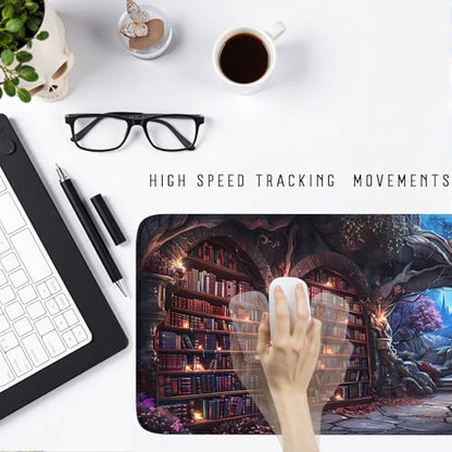 Dark Academia Desk Pad Library Desk Mat Witchy Mousepad XXL Large Gaming Mouse Mat for Office,Computer,Keyboard,Laptop and Home Desk Pad 31.5 X 15.7inch - color: A5- Mystic Library