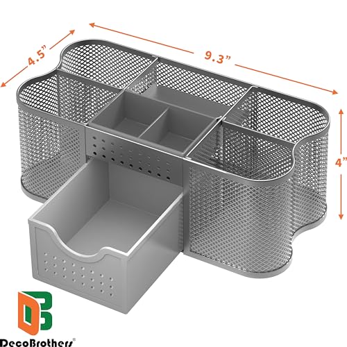 Deco Brothers Desk Organizers Pen Holder Office Caddy Storage, Silver - color: Silver