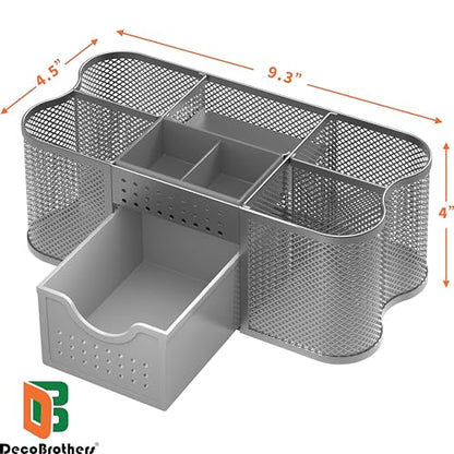 Deco Brothers Desk Organizers Pen Holder Office Caddy Storage, Silver - color: Silver