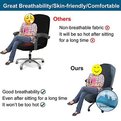 WOMACO Office Chair Covers, Stretch Computer Chair Cover with Armrest Covers, Universal Boss Chair Covers Modern Simplism Style High Back Chair Slipcover (Dark Gray, Large) - color: 1-dark Gray