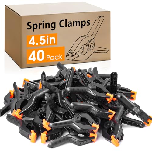 40 Pack 4.5 inch Plastic Spring Clamps, Black Heavy Duty Clips, Backdrop Clips, Woodworking Clamps, Plastic Clamps for Crafts, Backdrop Stand, Woodworking, Photography - size: 4.5in-40P