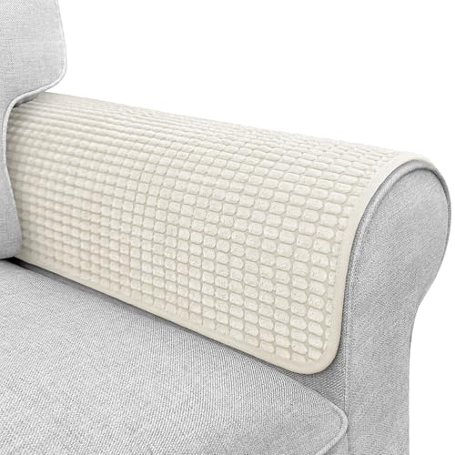 Couch Arm Covers, Sofa Arm Covers, Waterproof Armrest Cover for Sofa, Armchair, Loveseat, Headrest Cover, Non-Slip Recliner Arm Cover, Arm Chair Covers Set of 2 (Beige, 19"×19") - color: Beige, size: 19" x 19" - 2 pcs
