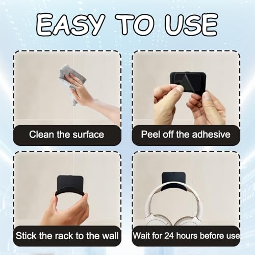 30 PCS Headphone Wall Hangers with Nano Tape, Adhesive Gaming Headphone Stand Headset Holder Hook Wall Desk Closet Door Mount for Most Headphone Controller Hat Baseball Caps (Black)