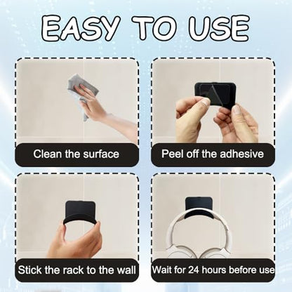 30 PCS Headphone Wall Hangers with Nano Tape, Adhesive Gaming Headphone Stand Headset Holder Hook Wall Desk Closet Door Mount for Most Headphone Controller Hat Baseball Caps (Black)