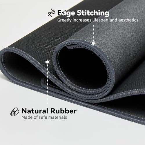 Reniteco Waterproof Large Gaming Mouse Pad with Durable Stitched Edges, Non-Slip Rubber Base, Smooth Surface Mouse Mat Desk Pad for Home Office Gaming, 27.5"x11.8"x0.08", Dark Gray - color: Deep Gray, size: 27.6''x11.8''x0.08''