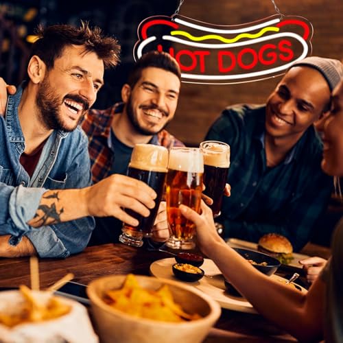 23.6"x9.4" Large Size Hot Dogs Neon Signs for Business，Neon Lights for HOT DOGS Shop Led Business Signs Suitable for Fast Food shops Christmas Birthday Party Gift - style: hot dogs