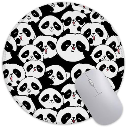 Cute Panda Mouse Pad Round Mouse Mat, Non-Slip Rubber Base Mousepad with Stitched Edge for Wireless Computer Laptop Office Desk Accessories 8 x 8 Inches - color: Cute Panda