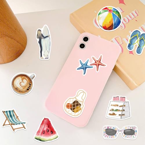 VSCO Beach Stickers for Teens & Adults, 50Pcs Ocean Stickers for Scrapbooking Water Bottles Laptop Notebook, Cute Waterproof Tropical Vinyl Decal for Girls Boys Bulk - style: Beach