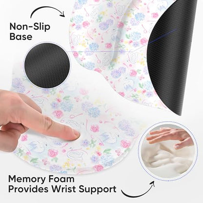 RICHEN Ergonomic Mouse Pad with Wrist Support,Non-Slip Rubber Base for Computer Laptop & Mac,Lightweight Rest for Home,Office & Travel (Hydrangea Swan) - color: Hydrangea Swan