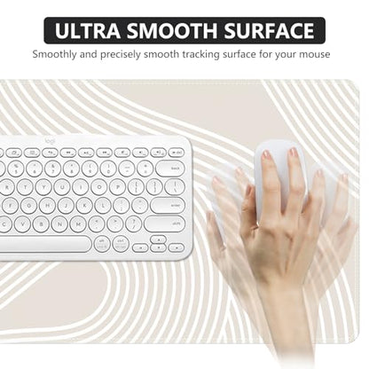 iCasso Big Desk Pad, XXL Extended Gaming Mouse Pad, Large Mouse Pad for Desk Rubber Base Mousepad with Stitched Edges, Keyboard Mouse Mat for Work, Game, Office, Home, Lines - color: Lines