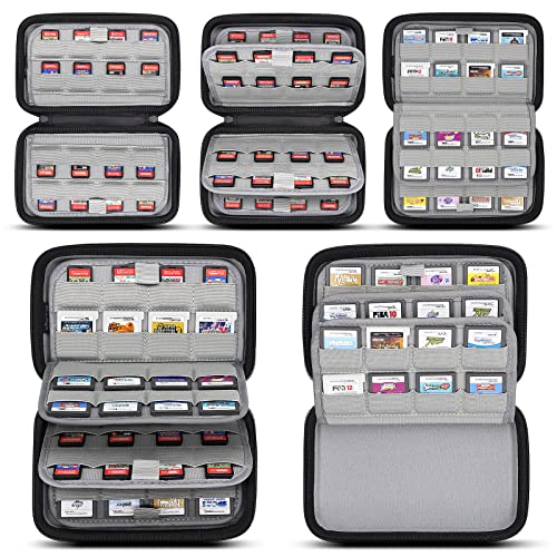 sisma 64 Game Case Compatible with Nintendo 3DS DS Switch Game Cartridges,Game Card Holders Organizer Travel Storage Safekeeping Grey Carry Case - color: Grey 64 Slots