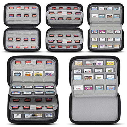 sisma 64 Game Case Compatible with Nintendo 3DS DS Switch Game Cartridges,Game Card Holders Organizer Travel Storage Safekeeping Grey Carry Case - color: Grey 64 Slots