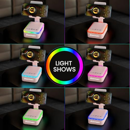 JTEMAN Gifts for Men Women,Cell Phone Stand with Bluetooth Speaker and LED Light,Cool Tech Gadgets,Unique Birthday Gifts for Men Husband Mom Dad-Pink - color: Pink