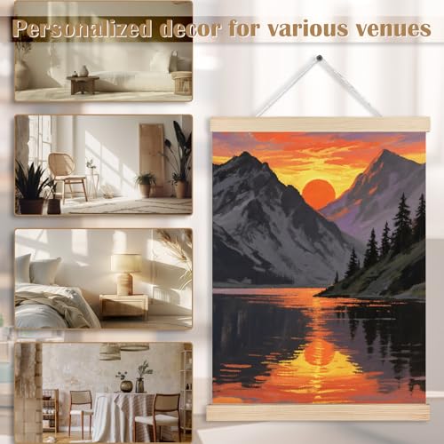 FITIE Watercolor Sunset Mountain Lakeside Scenery Wall Art Poster Framed, Abstract Orange Sunset Nature Landscape Canvas Wall Art Prints for Home Office, 12x16 Inches - color: Color-Mountain Lakeside Landscape 07
