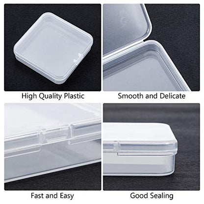 SATINIOR 24 Packs Small Clear Plastic Beads Storage Containers Box with Hinged Lid for Storage of Small Items, Crafts, Jewelry, Hardware (2.76 x 2.76 x 0.67 Inches) - size: 2.76 x 2.76 x 0.67 in