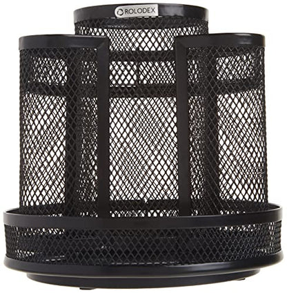 Rolodex Desk Organizer Rotating Office Supply Caddy Mesh Black (6.5" x 6.5" x 6.25") (Pack of 8) - size: 6.5" (Pack of 8)