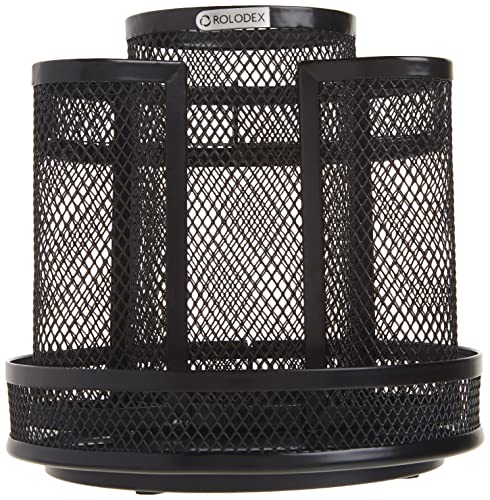 Rolodex Desk Organizer Rotating Office Supply Caddy Mesh Black (6.5" x 6.5" x 6.25") (Pack of 8) - size: 6.5" (Pack of 8)