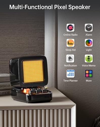 Divoom Ditoo Retro Pixel Art Game Bluetooth Speaker with 16X16 LED App Controlled Front Screen (Black) - color: Black