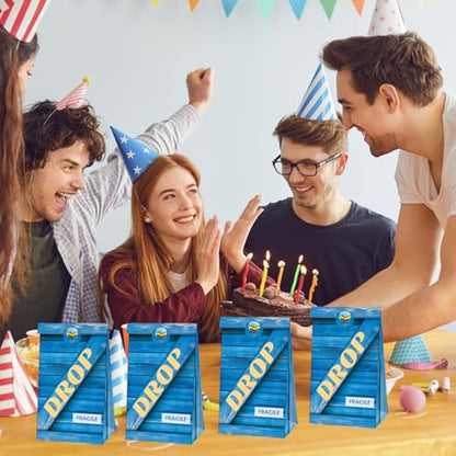 24 PCS Video Game Goodie Gift Bags with Stickers, Drop Boxes Theme Paper Bags, Perfect for Gamer Party Supplies and Treat Bags - color: Blue-24-drop