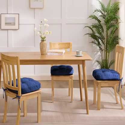 IASEAHK Chair Cushions, Dining Chair Cushions, Tufted Indoor Chair Pads, Set of 2, Navy Blue, 16.5'' x 16.5'' x 3.5'' - color: Navy Blue, size: Pack of 2