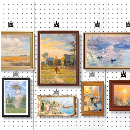 HUHOLE 20PC Pegboard Picture Hangers for 1/8 & 1/4 Inch Pegboards | U Shape Display Hooks with 10 lb Capacity for Pictures, Jewelry, Keys, Lanyards, Arts, Crafts and Retail - color: Silver