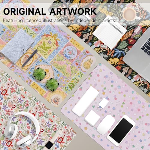 AUPET PU Leather Desk Pad Protector Blotter, Animal 35 x 17in Large Mouse Pad,Cute Office Desk Mat,Waterproof Non-Slip Desk Writing Drawing Pad for Office Home Game (Coffee Dogs) - color: Cat Queen