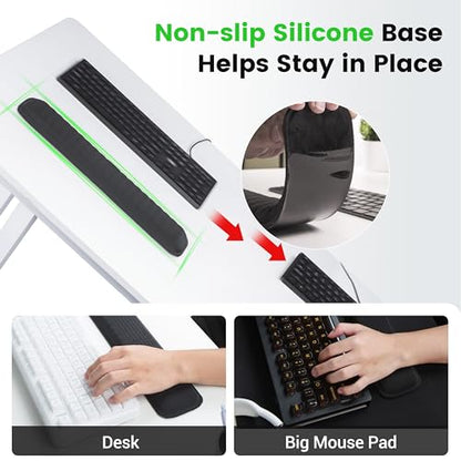 MEKASS Ergonomic Wrist Rest for Keyboard and Mouse, Soft Memory Foam Keyboard Wrist Rest Set with Non-Slip Silicone Base, Easy Typing, Pain Relief, Comfort for Office, Work, Gaming (White) - style: White