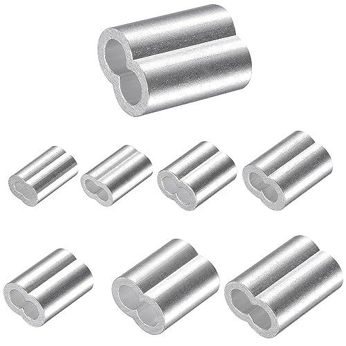 150 Pcs Aluminum Crimping Loop Sleeve 1/8",Cable Crimp Ferrules for Wire Rope and Cable (1/8''(3mm)-150pcs) - style: 1/8''(3mm)-150pcs