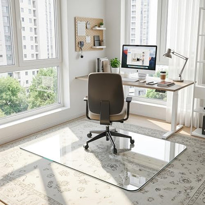 Antok Tempered Glass Chair Mat, 32"x48" Office Chair Mat for Carpet & Hardwood Floors, Heavy Duty 1/5" Desk Chair Mat for Smooth Rolling at Home or Office - size: 32"x48"
