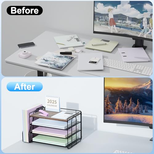 Spacrea Desk Organizers and Accessories, Paper Organizer for Desk with File organizer, Desk Accessories & Workspace Organizers for Catalog & Reference Racks (Wood) - color: Wood