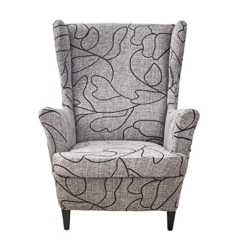 KRFOONN Wingback Chair Covers Slipcovers 2 Piece Stretch Wing Chair Covers Spandex Slipcovers Wingback Sofa Covers Armchair Covers Non-Slip Furniture Protector for Living Room Wingback Chairs, A15 - color: A15
