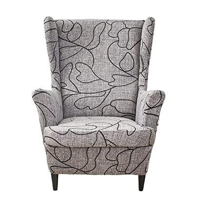 KRFOONN Wingback Chair Covers Slipcovers 2 Piece Stretch Wing Chair Covers Spandex Slipcovers Wingback Sofa Covers Armchair Covers Non-Slip Furniture Protector for Living Room Wingback Chairs, A15 - color: A15