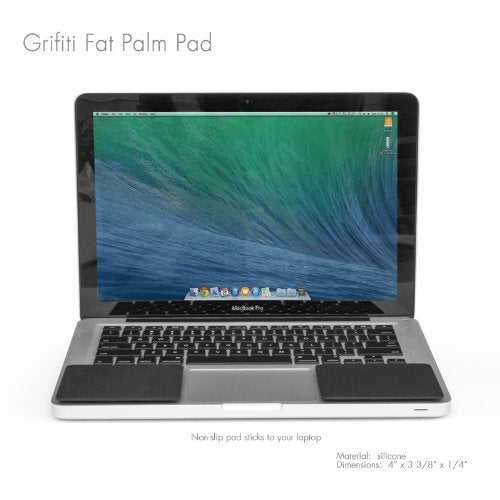 GRIFITI Fat Palm Pads 1/4" Thick Smooth Skin Surface Laptop Wrist Rest Notebook Tacky Silicone Easy Reposition Ergonomic Carpal Tunnel Resting Support (2 Pads 3.1" x 2.8" x 0.24") - size: Fat