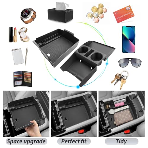 SKTU Upgrade 2Pack 2025 2026 Tucson Accessories Center Console Organizer for 2025 2026 Hyundai Tucson Limited/Hybrid Console Tray Hyundai Tucson 2025 2026 Accessories Lower Console Tray-Durable - color: 2Pcs for 2025+ Tucson Limited/Hybrid