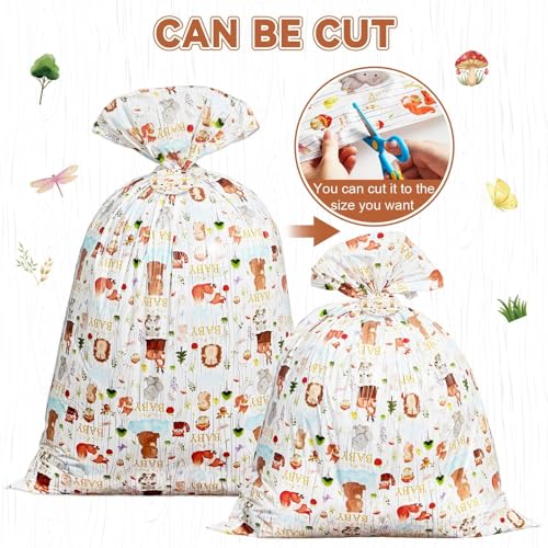 gisgfim 1Pcs Extra Large Woodland Baby Shower Plastic Gift Bags 37x56 Inch Jumbo Forest Animal Present Bag Big Gift Wrapping Tote with Tag and Tie Treat Candy Party Favor Birthday Party Supplies - style: Woodland