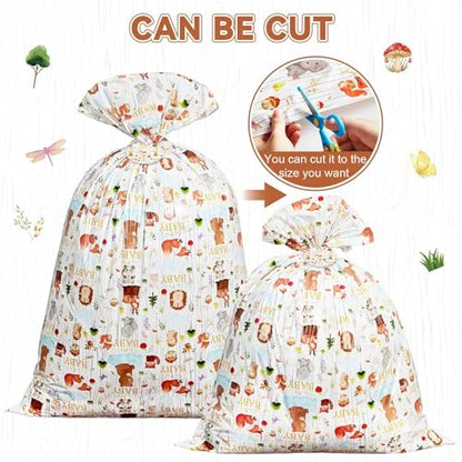 gisgfim 1Pcs Extra Large Woodland Baby Shower Plastic Gift Bags 37x56 Inch Jumbo Forest Animal Present Bag Big Gift Wrapping Tote with Tag and Tie Treat Candy Party Favor Birthday Party Supplies - style: Woodland