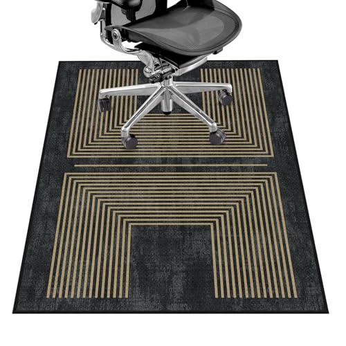 Office Chair Mat for Hardwood Floor&Tile Floor,36"X 48" Heavy Duty Desk Chair Mat for Hard Floors,Under Desk Rug for Rolling Computer Chair,Anti Slip,Low Pile Carpet Floor-Geo Black - color: Geo Black, size: 36"X 48"