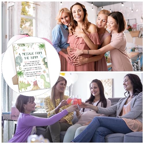 Baby Shower Game for A Message From The Bump,Wooden Baby Shower Game Sign With Stand,Dinosaur Babyshower Table Decoration,Baby Shower Welcome Sign,Party Favors Supplies,Gender Reveal Ideas,-7
