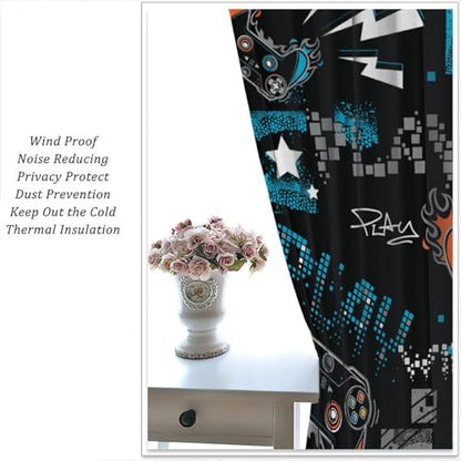 Colourful Gamer Curtain, Boys Gamepad Retro Video Games Window Curtains for Kids Teens Room Living Room 42" W X 45" L - color: Gamepad-4, size: 20.5"W x 45"L (Pack of 2)