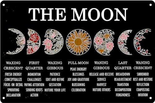 Retro Tin Metal Sign The Moon Phases Meanings Witchery Wall Art Home Decor Room Door Accessories Poster Gifts, Office Restaurant Bar Wall Decor Gift 12x16 inch - color: style-10, size: 12x16inch