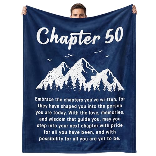 Happy 50th Birthday Gifts for Him, Flannel Soft Blanket Decorations, 50 Years Old Birthday Gifts for Men, Turning 50 Gift for Man - 50" x 60" - color: 50th Birthday