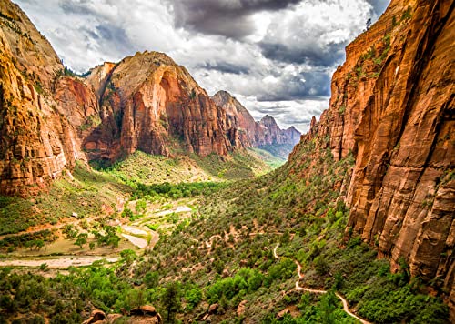 7x5ft Fabric Desert Mountain Backdrop Mountain Backdrop Colorful Landscape of Zion National Park Canyon Sandstone Background for Wild Western Party Decorations Boys Cowboys Photo Studio Props - size: 7x5FT