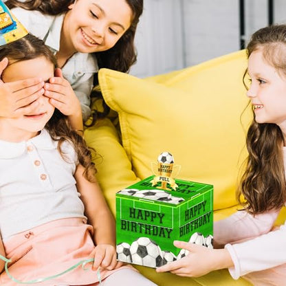 Soccer Ball Birthday Money Box for Cash Pull, Happy Birthday Boxes Gifts for Money Pull Out Card, 50Pcs Transparent Bags - color: Green