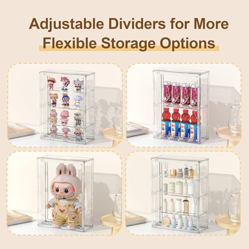 BOHOIDEE 4 Tiers Clear Display Case for Figures, Acrylic Storage Organizers Box with Magnetic Door, Wall-Mounted Dustproof Showcase for Collectibles Action Figure(1PACK, Wall-Mounted Extra Large) - size: Wall-Mounted Extra Large