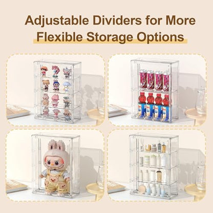 BOHOIDEE 4 Tiers Clear Display Case for Figures, Acrylic Storage Organizers Box with Magnetic Door, Wall-Mounted Dustproof Showcase for Collectibles Action Figure(1PACK, Wall-Mounted Extra Large) - size: Wall-Mounted Extra Large